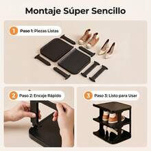 1-Piece 3-Tier Plastic Shoe Rack Space-Saving Corner Organizer For Entryway - Black - View 6