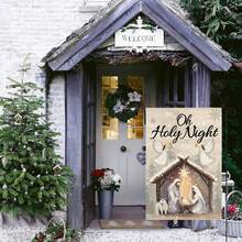 1pc Oh Holy Night Christmas Stable Scene Garden Flag, Double-Sided Printed Christmas Yard Outdoor Decor, Flag Pole Not Included - Sacred Night - View 5