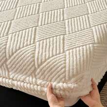 1 buah Sprei Jacquard (Sarung Bantal Tidak Termasuk), Tersedia dalam Berbagai Warna, Pelindung Kasur Lembut & Hangat, Desain Elastis di Seluruh Sisi, Tekstil Rumah yang Nyaman dan Tahan Lama, Perlengkapan Tempat Tidur Kamar Tidur, Cocok untuk Semua Musim, Hadiah yang Sangat Baik - putih pucat - View 3