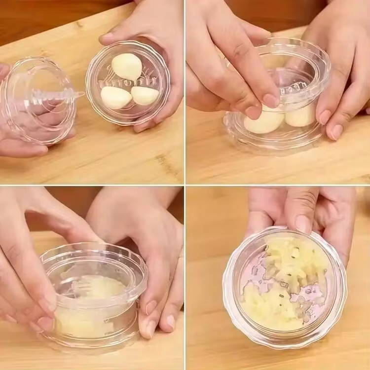 1/3pcs Multifunctional Transparent Garlic Presser, Kitchen Cooking Garlic Paste Maker, Portable Home Garlic Press, Easy To Clean Garlic Machine, Can Be Used As Dip Plate, Restaurant Kitchen Essential - Transparent - View 9