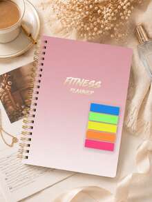1pc Fitness Planner Notebook With Workout Sets, Cardio, Water & Progress Tracking Pages, Office Desk Accessories Office Supplies For Gym Planning, Halloween Gifts - A - View 1