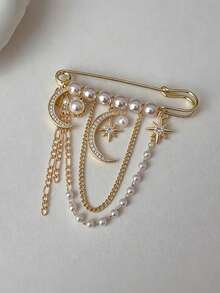 Attractive Bee Brooch With Anti Glare Pin Metallic Long Chain Brooch For Party Queens Retro Chain Tassel Lapel Pin To Match Up Gowns Fall Home Decor College Bathroom Travel Essentials Halloween Dorm Wall Wedding Office Back To School - One Size - View 15