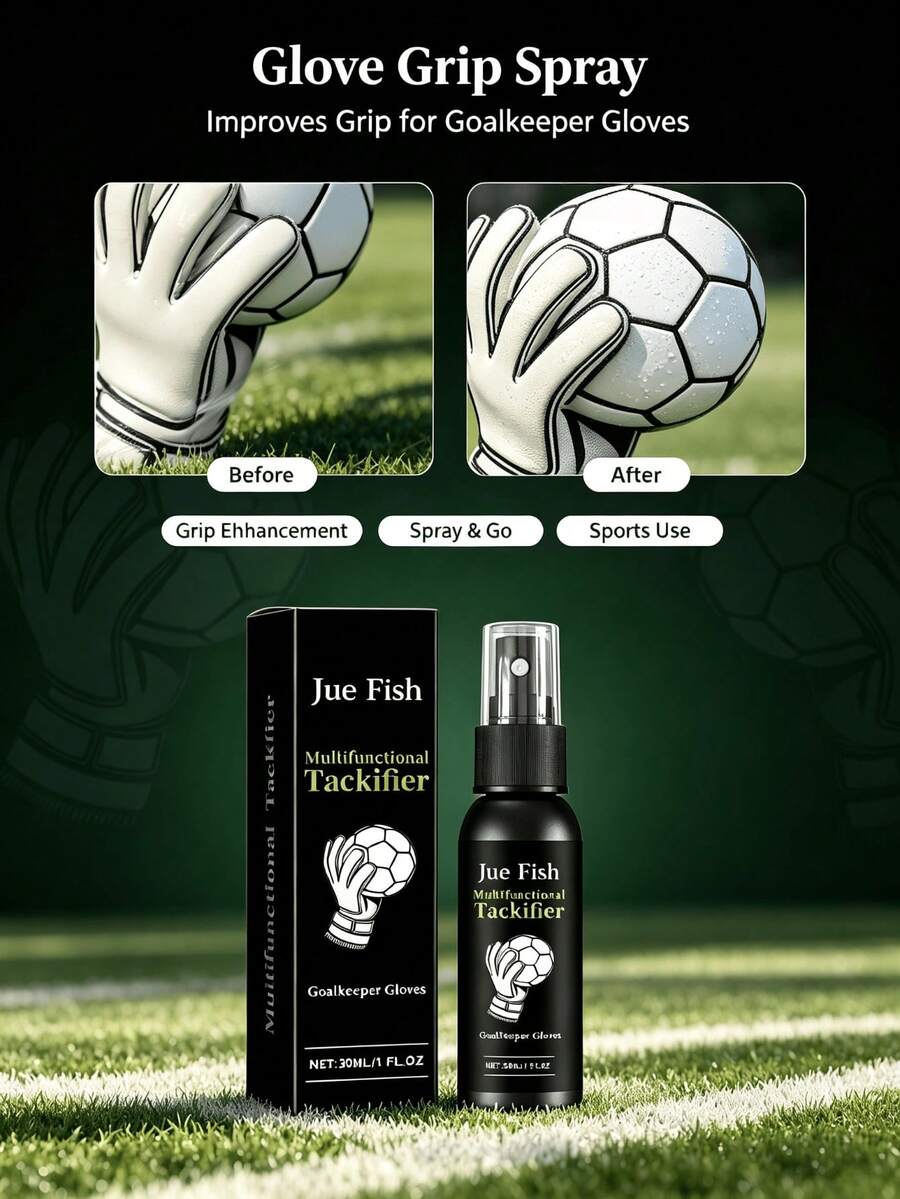 JUE FISH Goalkeeper Glove Grip Spray, Football Goalkeeper Glove Adhesive Care Spray, Auxiliary Grip Enhancer For Glove Palm, Training And Match Glove Care Adhesive