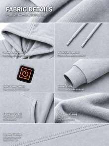 1 Pack Men Women Black Grey Dual Color Heated Sweatshirt 10 Heating Zones Loose Fit All Weather Cold Resistant Heating Fleece Lined Hoodie - Light Grey - View 4