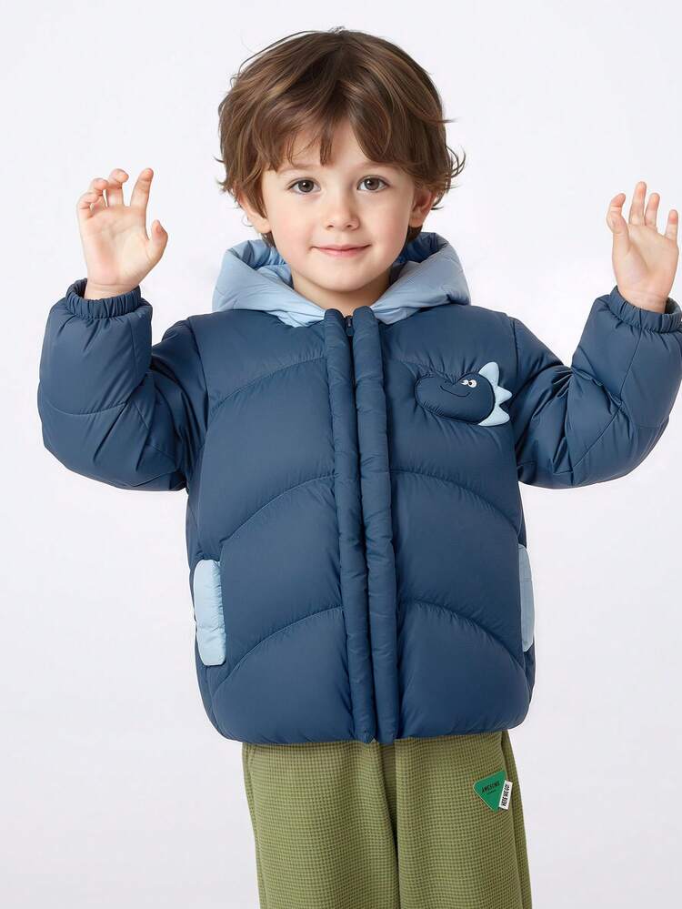 Balabala Baby Down Jacket Fluffy Soft Stylish Winter Outerwear Top Going‑Out Coat For Infant Boys & Girls - Denim Blue - View 3