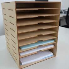 Exhibidor Organizador De Hojas Carta Mdf 10 Compartimentos - Natural - Ver 2