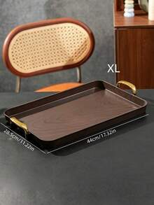 Walnut Wood Grain Tray, Thickened PET Rectangular Tray With Handles, Plastic Storage Tray, Suitable For Tea Cups, Water Cups, Snacks, Fruits, Dried Fruits, Candy Storage - Wood Grain - View 11