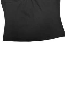 Sexy V-Neck Ruched Long Sleeve Ribbed Slim Fit Women's Top, Autumn/Winter New Style, Versatile For Daily Wear And Commuting,Fall Tops,Black Tops - Black - View 6