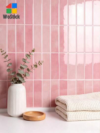 1/4/10pcs Self-Adhesive Peel And Stick Tile Backsplash - Pink Watercolor 3D Self-Adhesive Tiles, Suitable For Kitchen, Bathroom, Decorative Wall Tiles