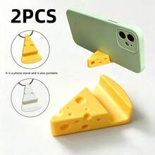 2pcs Cheese Phone Stand Keychain Pendant Desktop Ornament Lightweight Portable Phone Holder - Multicolor - View 10