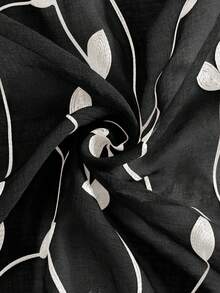 1pc/2pcs Premium Boho Style Embroidered Sheer Curtains For Living Room & Bedroom, Minimalist Line Art Voile Drapes, Fade Resistant Soft Light Blocking Breathable Home Decor, Easy To Install And Maintain - Black - View 7