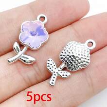 5/20pcs Silvery Plated Purple Rhinestone Charms Dolphin Shell Star Heart Butterfly Owl Pendant For DIY Necklace Earring Jewelry Making Findings - Mauve Purple - View 30