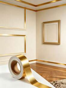 1 Roll Self-Adhesive Gold Tape, Brushed Gold, Tearable Wallpaper Border, Waterproof DIY Decoration, Suitable For Bathroom, Kitchen, Wall, Ceiling, Floor, Cabinet Tile Edges. Christmas New Year Wall Decoration, Room Decor, Wall Sticker, Home Decor - Gold - View 10