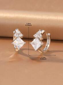 2pcs/Set Luxury Style Women's Earrings Suitable For Daily Commute, Date, Evening Party, Holiday Wear - Square - View 8