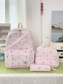 Set Tas Ransel 3 Buah Bergaya Kampus dengan Motif Polkadot/Bunga, Termasuk Ransel, Tas Bekal, dan Tempat Pensil, Dilengkapi Kompartemen Laptop, Tali Bahu yang Dapat Diatur, Banyak Kantong, Kapasitas Besar, Set Tas Sekolah Multifungsi, Cocok untuk Anak Perempuan/Laki-laki/Siswa untuk Penggunaan Sehari-hari/Liburan/Perjalanan/Kembali ke Sekolah - 2345 - View 15