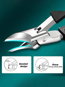1 Set Thick Nail And Inlaid Nail Trimmer, Heavy Duty Stainless Steel High Precision Nail Clipper With Safety Soft Grip Handle And Ultra-Sharp 25° Beveled Blade, Designed For Elderly, Anti-Splatter Nail Clipper - A - View 4