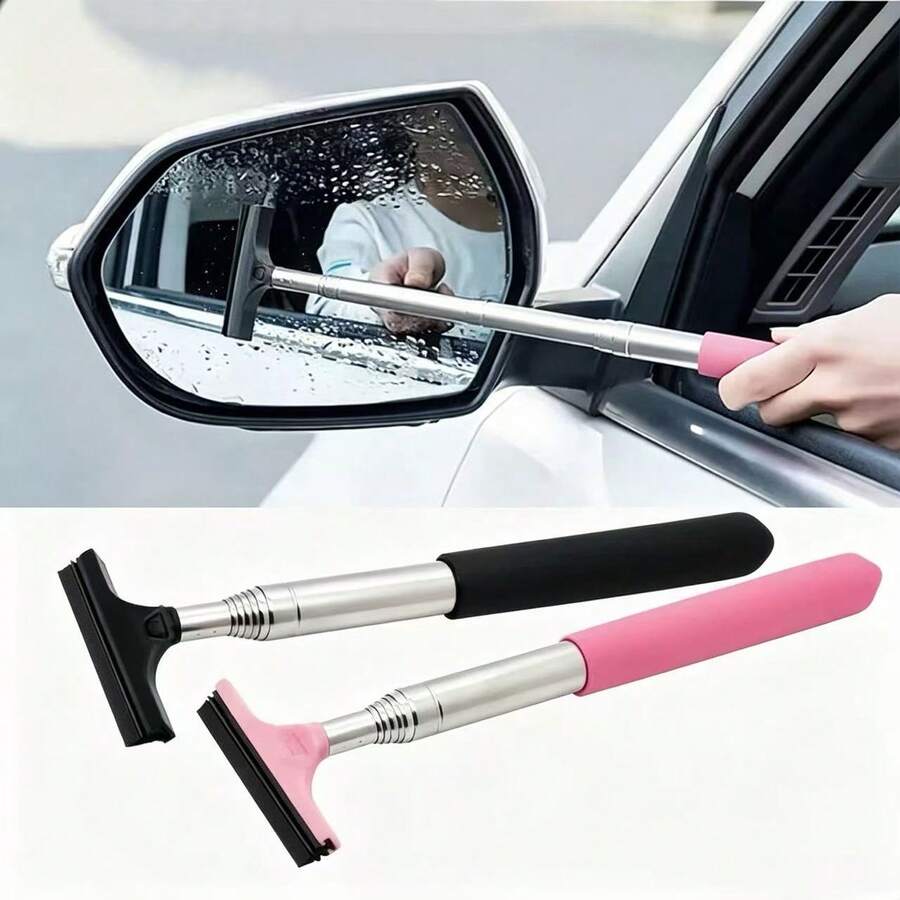 Portable Mini Telescopic Wiper Squeegee Car Rearview Mirror Glass Cleaner Water Rod Auto Cleaning Tool