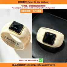 1 pieza Brazalete ancho asimétrico geométrico de resina con patrón de mármol, diseño de concha y remache, accesorio de moda apilable y encantador para mujer, adecuado para uso diario, joyería - Multicolor D - Ver 9