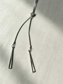 1pc Fashionable Minimalist Y-Shape Drawstring Necklace - Silver - View 2