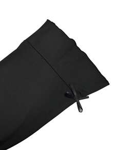 Casual Fashion Waist Cross Bowknot Decor Flared Hem Flared Pants, Autumn/Winter New Style, Suitable For Daily Commute - Black - View 5