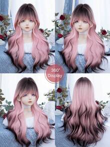 alicegarden 30-Inch Long Synthetic Wig Featuring A Natural Wavy Style In A A Stunning Multicolor. Designed With Bangs , This False Hairpiece Is Perfect For Ms Daily Party Cosplay Use, Offering A Natural And Natural Durable Wig Gift For Ladies. - Multicolor - View 9