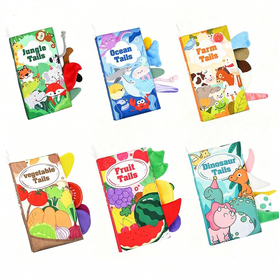 1pc Baby Early Learning Cloth Book 3D Tail Design With Crinkle Paper And BBi Squeaker, Suitable For Baby Tracking, Listening, Visual Learning, Cognitive Development And Sensory Activities - Multicolor - View 1