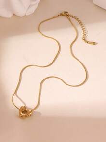 GEREIT 1PC/4PCS Casual Fashion 18K Gold Stainless Steel Polished Water Drop Heart Hollow Twisted Long Layered Necklace, Suitable For Daily Commute Wear And Gift Giving - Gold - View 4