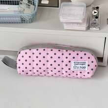 [Kembali ke Sekolah] Tempat Pensil Polkadot Lucu Berbahan Quilted, Tas Pensil Resleting Kain Lembut Estetik, Tas Penyimpanan Alat Tulis Kapasitas Besar, Cocok Untuk Siswa - MultiWarna - View 8