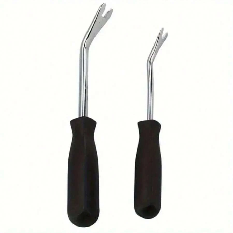 1/2pcs Durable Steel Screwdriver Pry Bar With Non-Slip Black Handle - Labor-Saving Dashboard Removal Tool For Car Repair And Panel Repair, Smooth Metal Surface, Durable Steel Construction, Panel Repair Tool | Sturdy Metal Appearance | Robust Structure - 1 Set - View 1