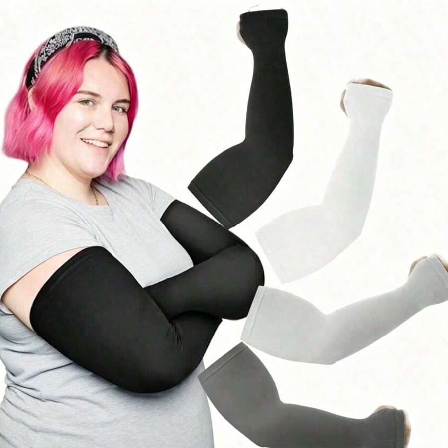 1 Paar Kompressions-Armstulpen in Große Größen, einfarbig, geeignet für muskulöse Männer und kurvige Frauen, ganzjährige formende Armstulpen, für Fitness, Outdoor, Reisen und den täglichen Gebrauch - Grau - Übersicht 1