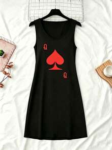 2pcs Women's Casual Loose Sleeveless Dress - Heart Pattern, Suitable For Daily Wear - Multicolor - View 4
