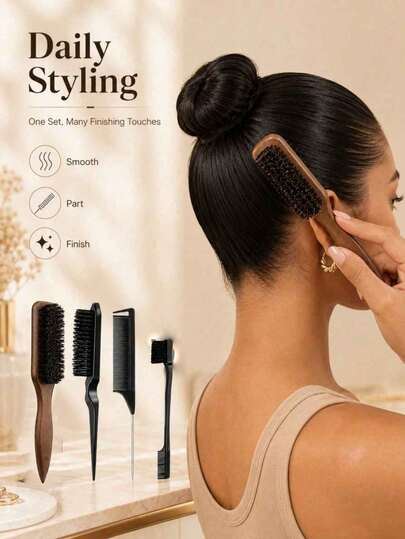 1 buah Sikat Bulu Babi Netral, Sisir Penata Rambut Profesional Bebas Pewangi/Sikat Jenggot, Sisir Bulu Babi Lembut dengan Warna Gradien Halus/Sikat Cuci Rambut, Cocok untuk Rambut Tebal/Tipis, Ideal untuk Mencukur Pria, Menata Rambut Ekor Kuda Wanita dengan Halus, Mengontrol Garis Rambut, Perawatan Rambut dan Pembuatan Gaya Rambut Profesional, Aksesori Rambut Penting untuk Kembali ke Sekolah, Perjalanan dan Liburan