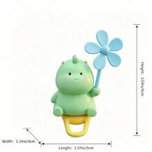 Small Dinosaur Windmill Hanging Ornament, PVC Material (Silicone Strap/No-Trace Sticker) 2 Options, Suitable For Bicycle, Electric Bike, Motorcycle, Car Interior Decoration - Little Dinosaur Pinwheel - View 11