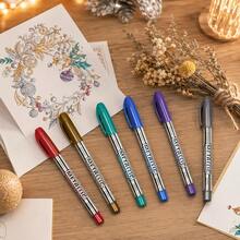 6pcs Pearlescent Metallic Markers, Waterproof Permanent Colored Markers, Metallic Color Markers, Glitter Markers - Sets - View 6