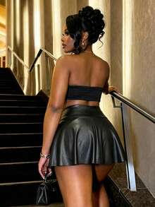 Women's High Waist Pleated Mini Skirt, Flared Skirt, Sexy A-Line Skirt, Suitable For Nightclub Party And Nightlife Outings - Black - View 8