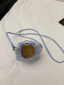 Korean Style Niche Design Dumpling Bag, New Fashion Chain Strap Ditsy Floral Commuter Daily Chic Shoulder Crossbody Bag - Blue - View 4