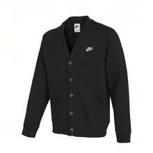 Nike 男士 V 領刺繡 Logo 長袖休閒針織開襟外套 - 黑色 - 查看 3