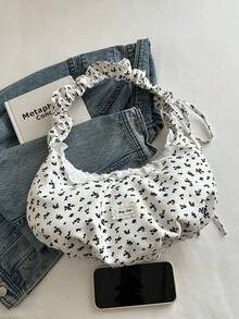 1PC Large Capacity Ditsy Floral Lace Trim Crossbody Bag, Zipper Design, Non-Adjustable Shoulder Strap, Suitable For Daily Outings, Can Easily Accommodate Daily Essentials, Versatile Item, Suitable For Various Styles And Occasions. - Multicolor - View 9