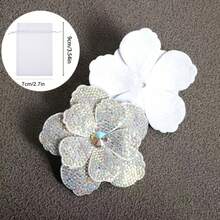 2/1pc Rhinestone Embellished Double Layer Five-Petal Flower Applique, Handmade Sew-On DIY Clothing Trim Accessory, Suitable For Shoes, Hats, Bags, Hair Accessories - Multicolor - View 17