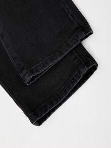 Celana Jeans Denim untuk Balita, Gaya Kasual, Celana Denim Vintage Serbaguna dengan Efek Usang dan Cuci, Potongan Lurus, Nyaman untuk Semua Musim - Hitam - View 6