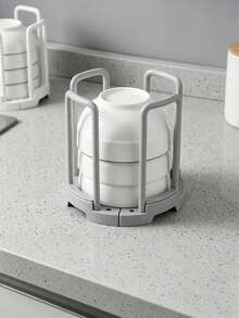 1pc Expandable Vertical Dish Rack - Adjustable Kitchen Cabinet Storage Shelf, Space-Saving Stackable Dish Organizer - Fits 4.5 To 7.5 Inch Plates - ABS Plastic Material, Kitchen Sink Dish Drainer, Multi-Functional Dish Storage Rack, Back To School, Party And Holiday Essential, Summer Must-Have, Christmas Decoration - Multicolor - View 8