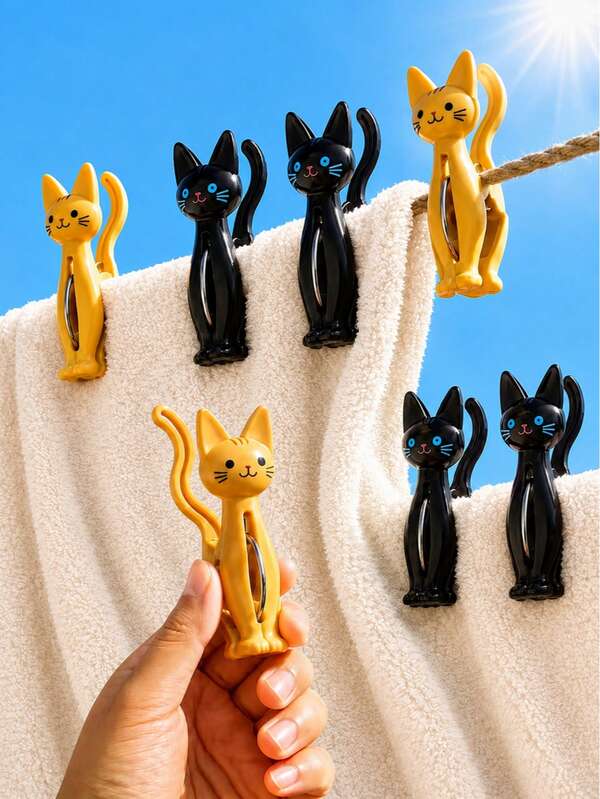 Pinzas de ropa con diseño de gato de dibujos animados, perfectas para juegos de pinzas de ropa, clips de almacenamiento de cocina, clips para toallas de playa, clips de fotos lindos, manualidades DIY, decoraciones de fiesta, clips de oficina, accesorios de piscina, artículos esenciales de viaje, pinzas de ropa, suministros para el hogar, regreso a la escuela, regalos de Navidad