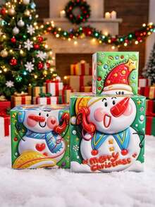 3pcs/Set Kotak Hadiah Dekorasi Natal, Kotak Hadiah Kertas Kartun, Dekorasi Pajangan, Kotak Hadiah untuk Dekorasi Jendela Pohon Natal, Cocok untuk Pesta Natal, Pernikahan, Ulang Tahun, Kotak Kemasan Lipat, Dekorasi Meja Makan Rumah untuk Pesta Liburan, Hadiah Terbaik untuk Teman dan Keluarga - Berbagai gaya - View 4