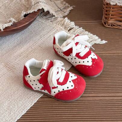 Girls' Cute Patchwork Casual Sports Shoes, Wide Toe, Durable Soft Sole, Hook And Loop, Indoor/Outdoor Flat Shoes