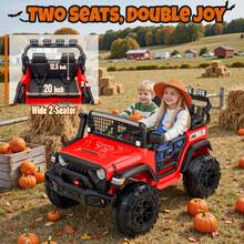 24V 20" 2‑Seater Kids Electric Ride‑On Truck Toy For Big Kids,800W Motor,Remote Control,3‑Speed,Bluetooth,Multi‑LED Lights,Shock Absorption - Red - View 6