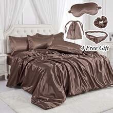 SAIMAZ 10 Pcs Satin Silky Complete Bedding Set With 25cm Deep Fitted ...