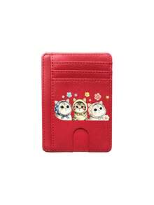 Slim Multi Slot Card Holder With Cute Cat Pattern,Mini Credit Card Wallet Portable Id Card Case For Women,Credit Card Holder Money Clip With Id Window - Multicolor - View 15