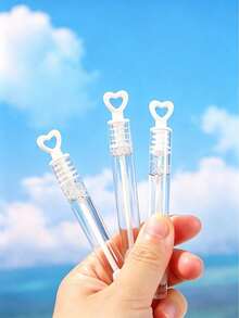 White Heart-Shaped Test Tube Bubble Wand, Solid Color Heart-Shaped Handheld Bubble Toy, Outdoor Play, Wedding Party Interactive Fun Small Gift - Multicolor - View 5