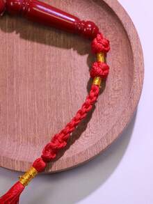 1pc Muslim Prayer Beads, Red Tasbih Beads With Woven Tassel, Islamic Decorative Gift, Suitable For Men And Women - Multicolor - View 6