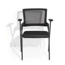Modern Conference Chair With Mesh Backrest, Folding Office Seating - Black - No Tabletop - View 4